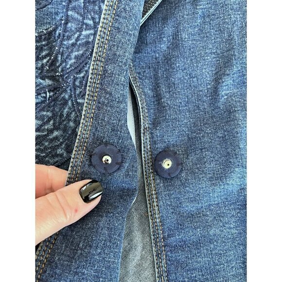 Maxazria Collection Denim Jean Jacket Floral Embroidered - Picture 7 of 12